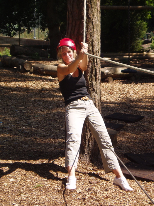 Sandy holding the rope taut seems to help