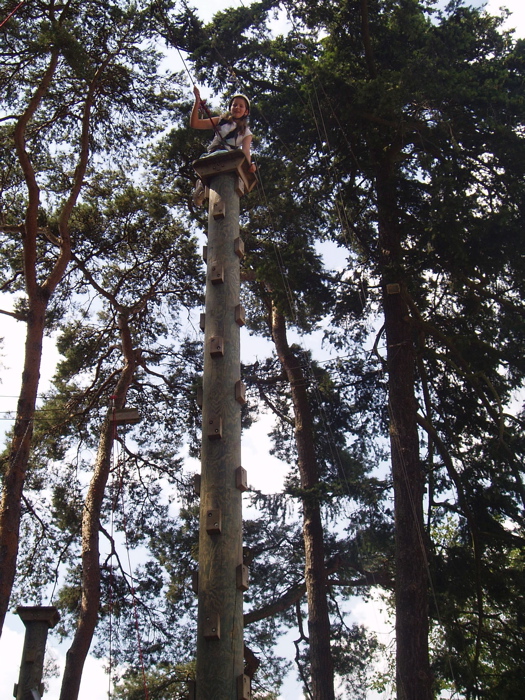 Zoe has a go on the Trapeze too