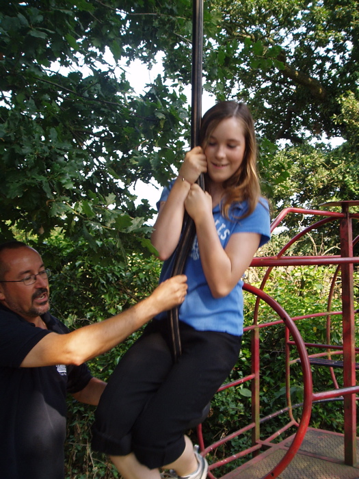 Charlotte on the mini zip line