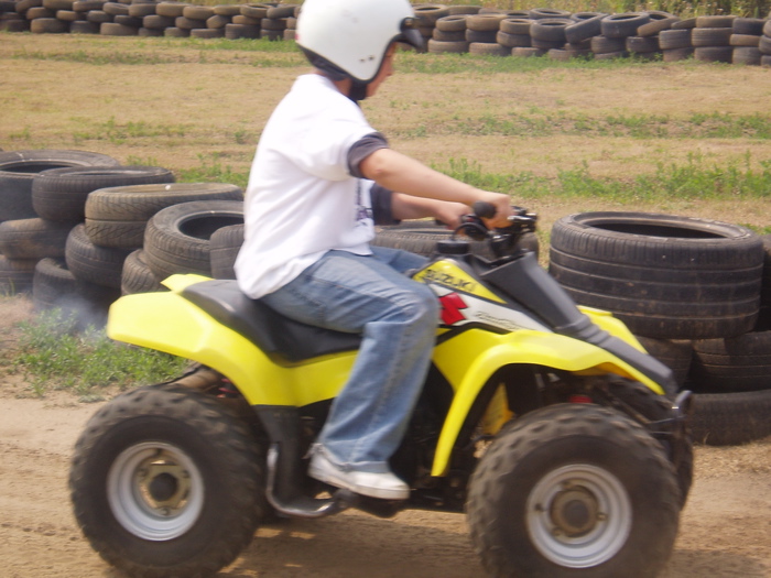 Jamie heads around on his second lap