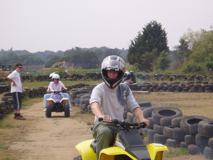 Jonathan races around the circuit, solo