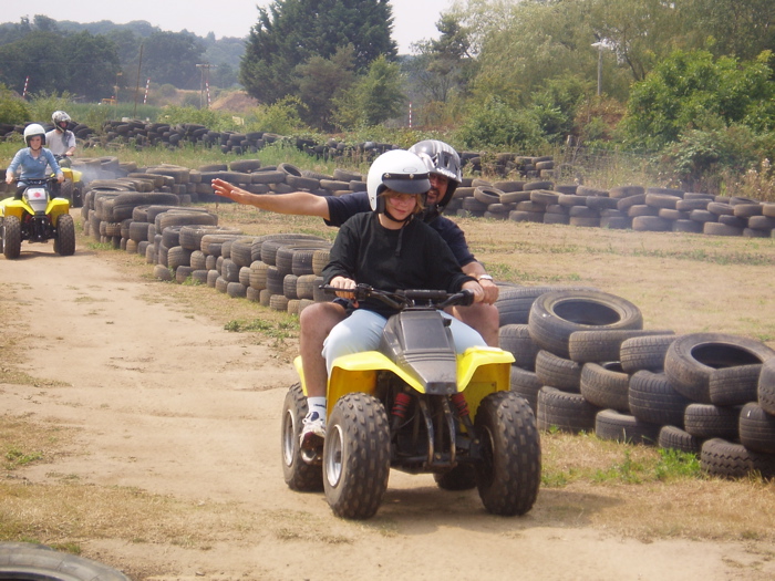 Jess and instructor, Ray, having some practice laps